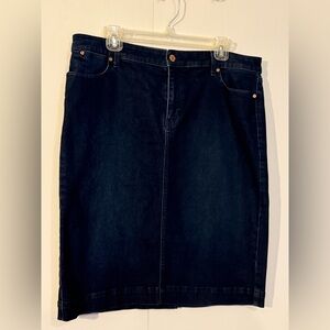 Talbots Petite Dark Blue Denim Skirt